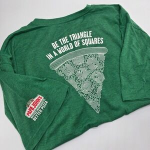 Papa Johns Pizza T-Shirt Green Be A Triangle In World Squares Graphic Mens sz 4X